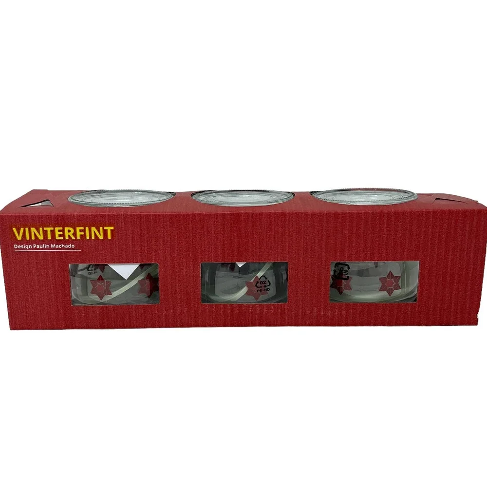 IKEA VINTERFINT Jars with lid, floral pattern clear glass/red, 4 oz